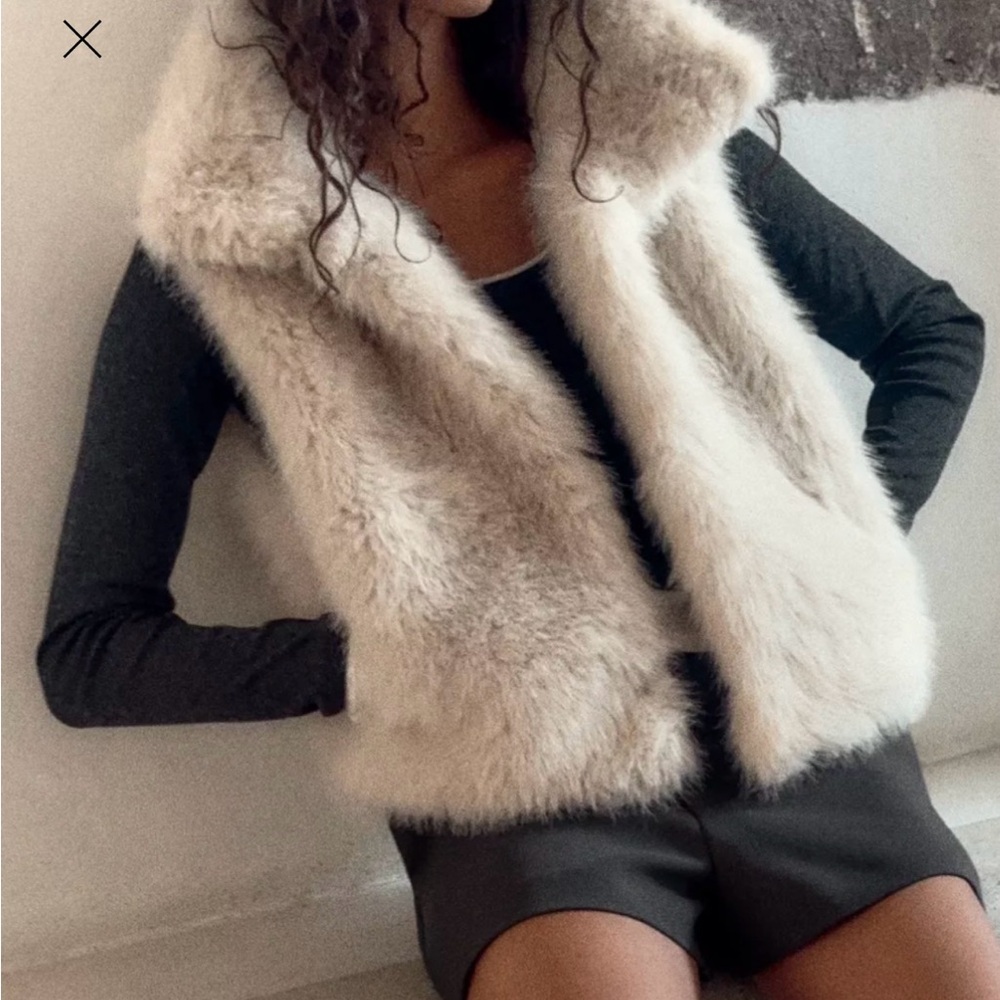 NWT Zara faux fur vest -cropped Small